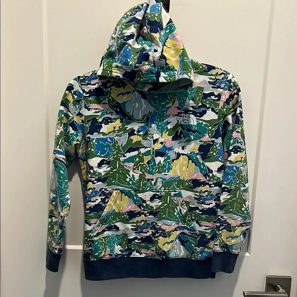 The North Face Youth Medium Jaiden Green Valley Allover Print Pullover Hoodie
